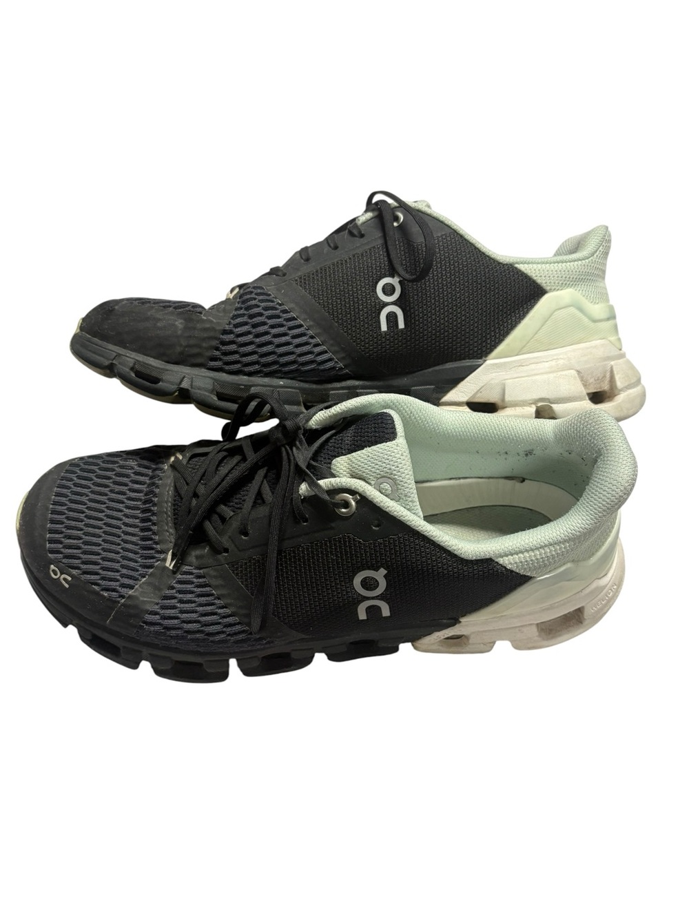 On Cloudflyer running shoes black mint green womens size 10